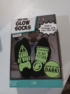 Source Unknown Black Glow-In-The-Dark Gamer Casual Socks with Green Print